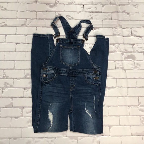 Girl's Distressed Overalls - Picture 2 of 5